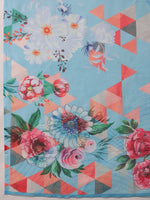 Thumbnail for Blue Polyester Digital Print Abstract Saree with Unstitched Blouse - Hiral Fashion - Distacart