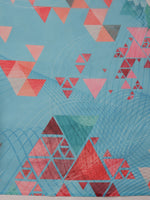 Thumbnail for Blue Polyester Digital Print Abstract Saree with Unstitched Blouse - Hiral Fashion - Distacart