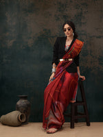 Thumbnail for Brown Polyester Digital Print Abstract Saree with Unstitched Blouse - Hiral Fashion - Distacart