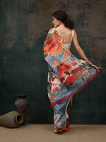Thumbnail for Multicolor Polyester Digital Print Abstract Saree with Unstitched Blouse - Hiral Fashion - Distacart