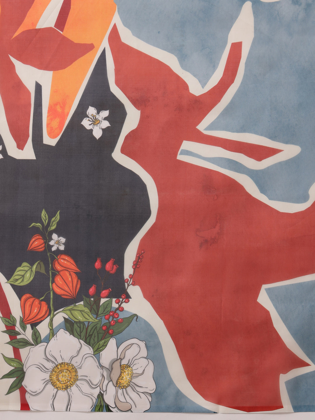 Multicolor Polyester Digital Print Abstract Saree with Unstitched Blouse - Hiral Fashion - Distacart