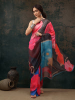 Thumbnail for Multicolor Polyester Digital Print Abstract Saree with Unstitched Blouse - Hiral Fashion - Distacart