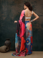 Thumbnail for Multicolor Polyester Digital Print Abstract Saree with Unstitched Blouse - Hiral Fashion - Distacart