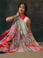 Thumbnail for Multicolor Polyester Digital Print Abstract Saree with Unstitched Blouse - Hiral Fashion - Distacart