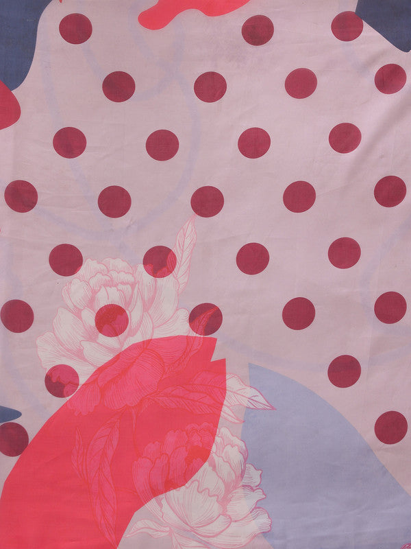 Multicolor Polyester Digital Print Abstract Saree with Unstitched Blouse - Hiral Fashion - Distacart