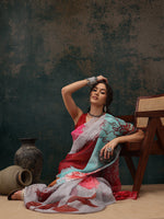 Thumbnail for Multicolor Polyester Digital Print Abstract Saree with Unstitched Blouse - Hiral Fashion - Distacart