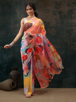 Thumbnail for Multicolor Polyester Digital Print Abstract Saree with Unstitched Blouse - Hiral Fashion - Distacart