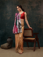 Thumbnail for Yellow Polyester Digital Print Abstract Saree with Unstitched Blouse - Hiral Fashion - Distacart
