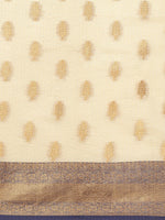 Thumbnail for Navy Blue Tissue Silk Woven Zari Design Floral Saree with Unstitched Blouse - Hiral Fashion - Distacart