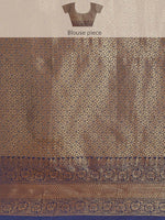 Thumbnail for Navy Blue Tissue Silk Woven Zari Design Floral Saree with Unstitched Blouse - Hiral Fashion - Distacart