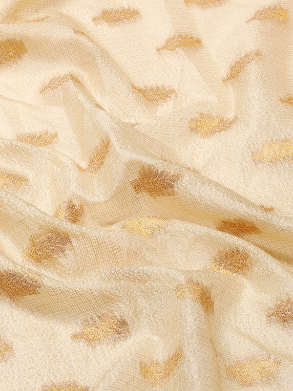 Yellow Tissue Silk Woven Zari Design Floral Saree with Unstitched Blouse - Hiral Fashion - Distacart