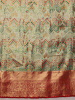 Thumbnail for Multicolor Pure Silk Woven Zari Design Geomatric Saree with Unstitched Blouse - Hiral Fashion - Distacart