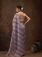 Thumbnail for Gray Cotton Blend Digital Print Abstract Saree with Unstitched Blouse - Hiral Fashion - Distacart