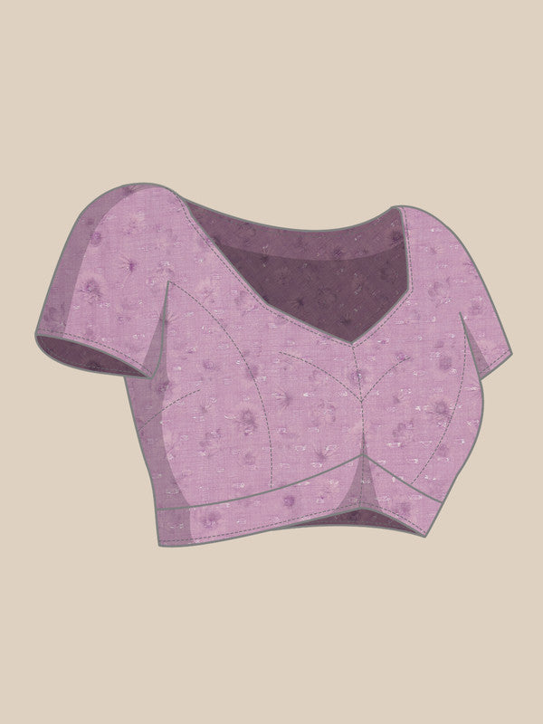 Lavender Cotton Blend Digital Print Abstract Saree with Unstitched Blouse - Hiral Fashion - Distacart