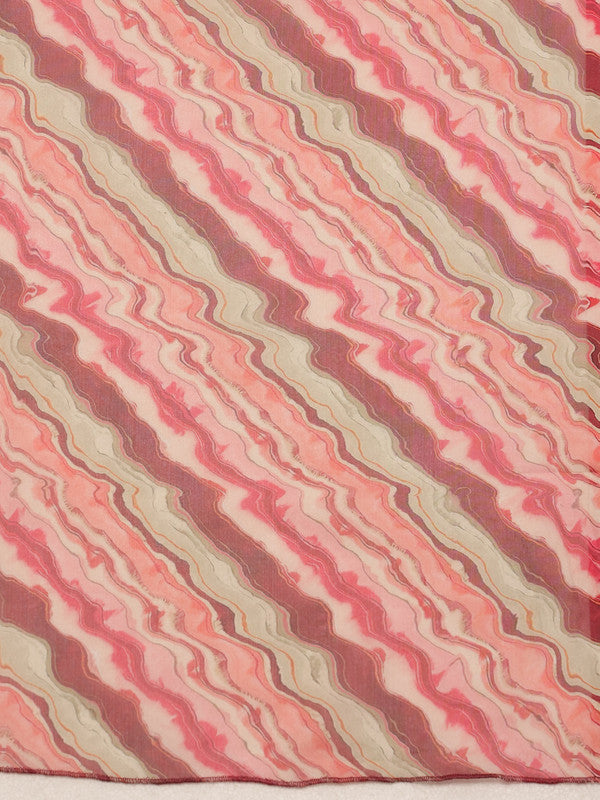 Multicolor Cotton Blend Digital Print Abstract Saree with Unstitched Blouse - Hiral Fashion - Distacart