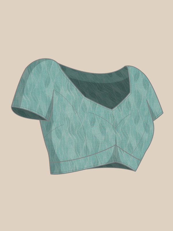 Turquoise Cotton Blend Digital Print Abstract Saree with Unstitched Blouse - Hiral Fashion - Distacart