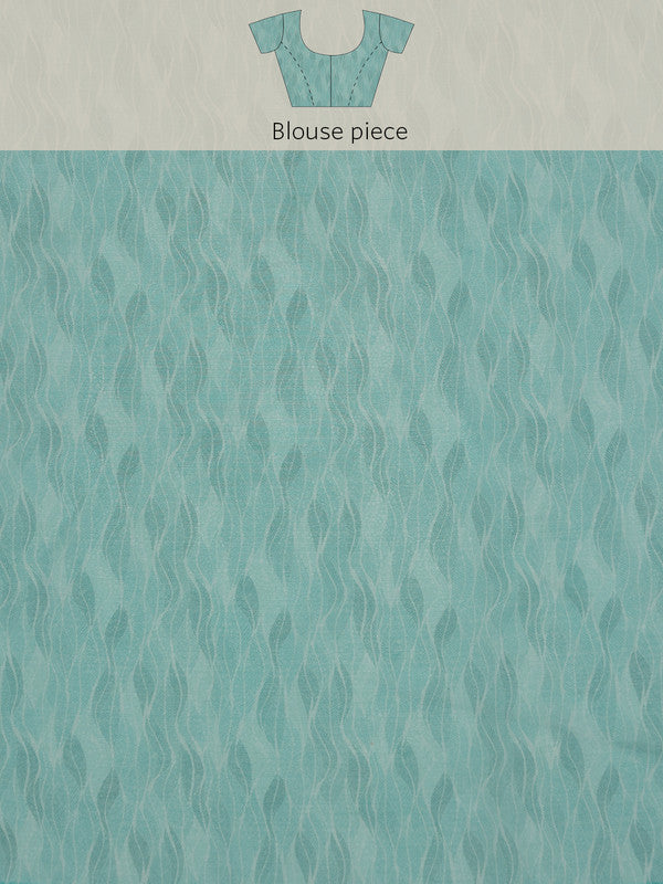 Turquoise Cotton Blend Digital Print Abstract Saree with Unstitched Blouse - Hiral Fashion - Distacart