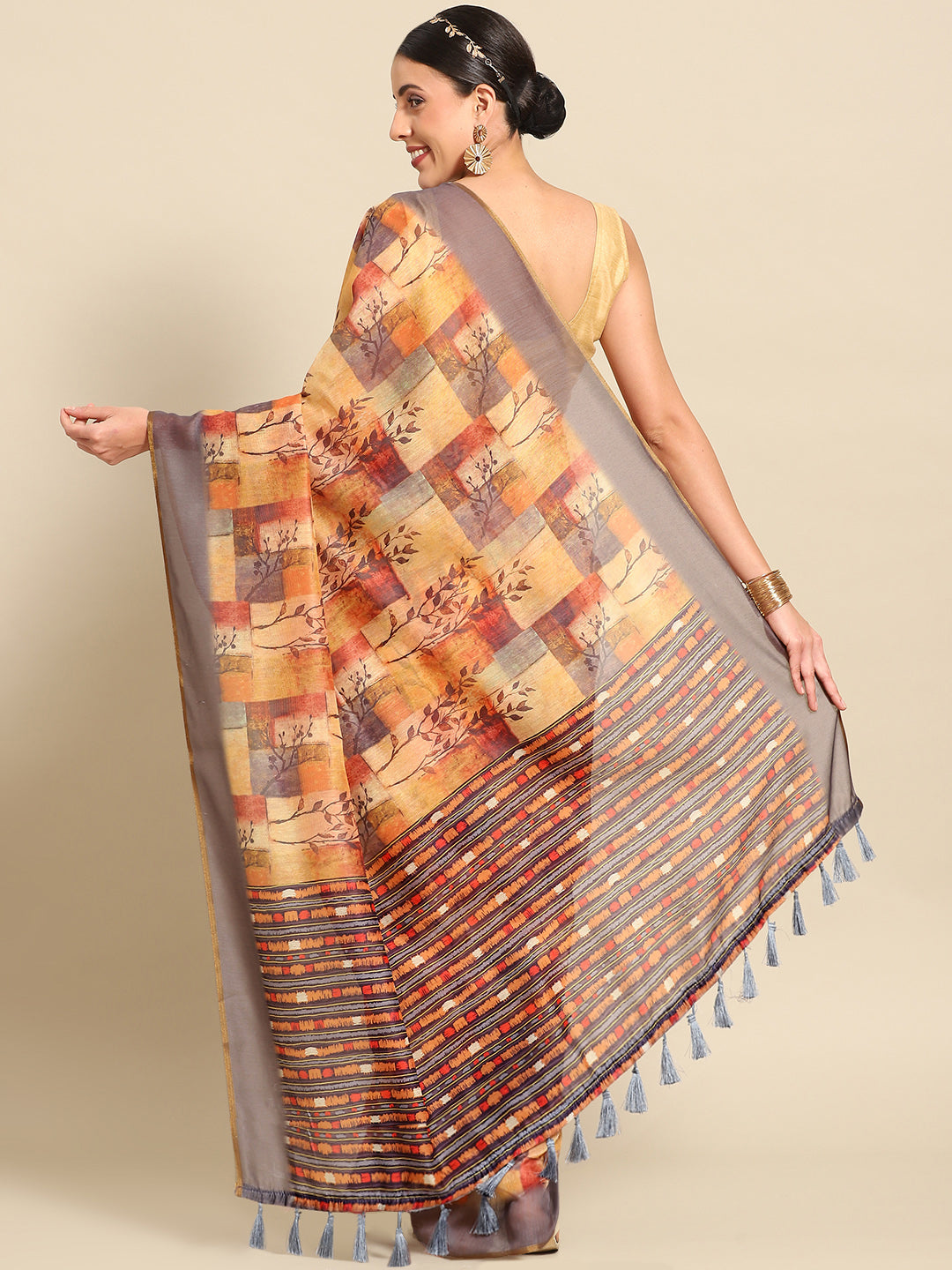 Multicolor Pure Cotton Printed Floral Saree with Unstitched Blouse - Hiral Fashion - Distacart