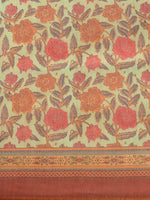 Thumbnail for Green Pure Cotton Printed Floral Saree with Unstitched Blouse - Hiral Fashion - Distacart