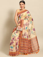 Thumbnail for Mustard Pure Cotton Printed Floral Saree with Unstitched Blouse - Hiral Fashion - Distacart