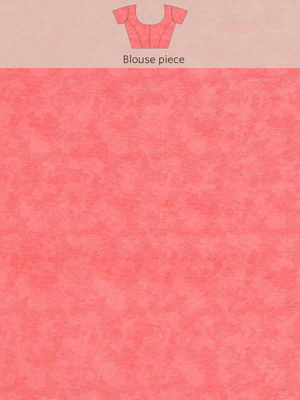 Orange Pure Cotton Printed Floral Saree with Unstitched Blouse - Hiral Fashion - Distacart