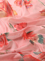 Thumbnail for Pink Pure Cotton Printed Floral Saree with Unstitched Blouse - Hiral Fashion - Distacart