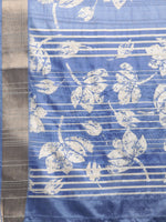 Thumbnail for Blue Silk Blend Digital Print Floral Saree with Unstitched Blouse - Hiral Fashion - Distacart