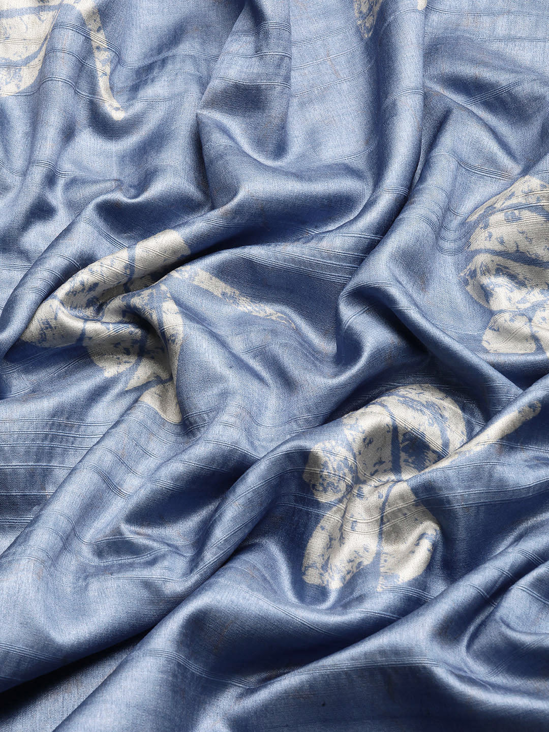 Blue Silk Blend Digital Print Floral Saree with Unstitched Blouse - Hiral Fashion - Distacart