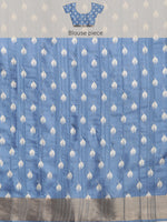 Thumbnail for Blue Silk Blend Digital Print Floral Saree with Unstitched Blouse - Hiral Fashion - Distacart