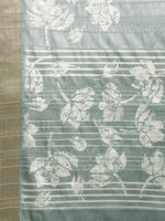 Thumbnail for Gray Silk Blend Digital Print Floral Saree with Unstitched Blouse - Hiral Fashion - Distacart