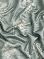 Thumbnail for Gray Silk Blend Digital Print Floral Saree with Unstitched Blouse - Hiral Fashion - Distacart