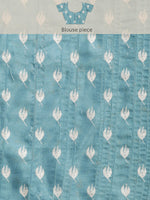 Thumbnail for Turquoise Silk Blend Digital Print Floral Saree with Unstitched Blouse - Hiral Fashion - Distacart