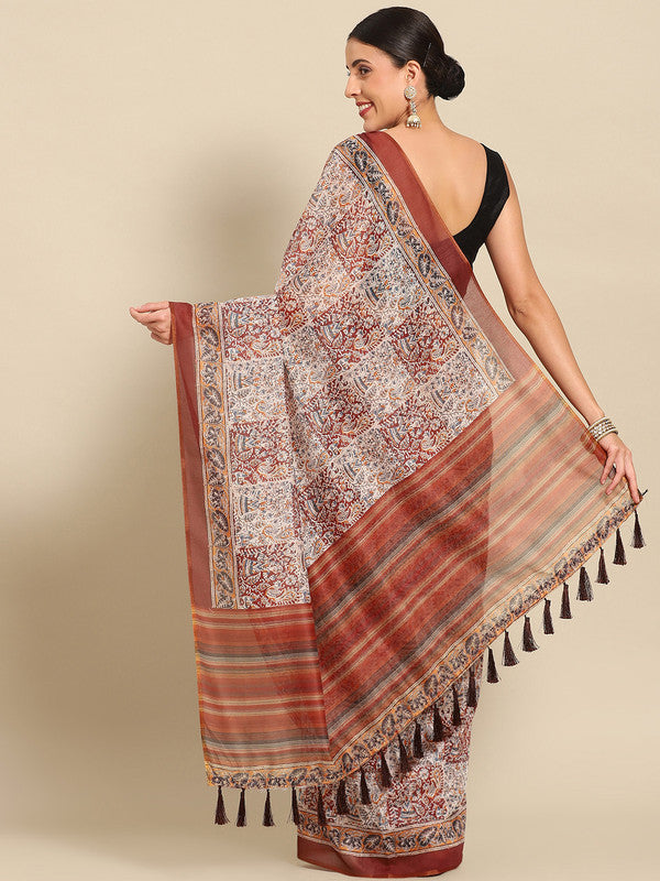 Multicolor Pure Cotton Printed Floral Saree with Unstitched Blouse - Hiral Fashion - Distacart