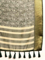 Thumbnail for Black Silk Cotton Printed Floral Saree with Unstitched Blouse - Hiral Fashion - Distacart