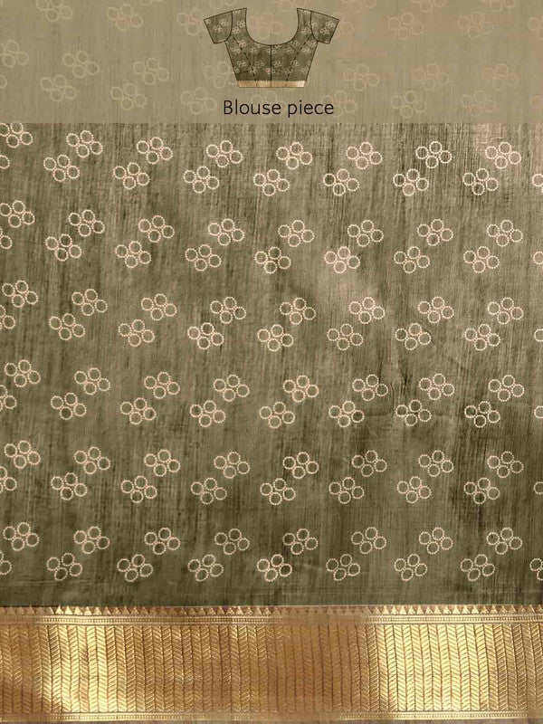 Black Silk Cotton Printed Floral Saree with Unstitched Blouse - Hiral Fashion - Distacart