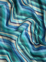 Thumbnail for Blue Silk Cotton Printed Striped Saree with Unstitched Blouse - Hiral Fashion - Distacart