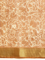 Thumbnail for Brown Silk Cotton Printed Floral Saree with Unstitched Blouse - Hiral Fashion - Distacart