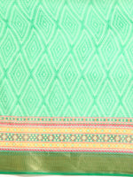 Thumbnail for Green Silk Cotton Printed Geomatric Saree with Unstitched Blouse - Hiral Fashion - Distacart