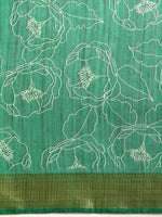 Thumbnail for Green Silk Cotton Printed Floral Saree with Unstitched Blouse - Hiral Fashion - Distacart