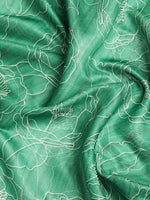 Thumbnail for Green Silk Cotton Printed Floral Saree with Unstitched Blouse - Hiral Fashion - Distacart