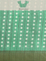 Thumbnail for Green Silk Cotton Printed Floral Saree with Unstitched Blouse - Hiral Fashion - Distacart