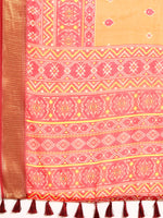 Thumbnail for Mustard Silk Cotton Printed Floral Saree with Unstitched Blouse - Hiral Fashion - Distacart