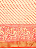Thumbnail for Orange Silk Cotton Printed Striped Saree with Unstitched Blouse - Hiral Fashion - Distacart