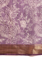 Thumbnail for Purple Silk Cotton Printed Floral Saree with Unstitched Blouse - Hiral Fashion - Distacart