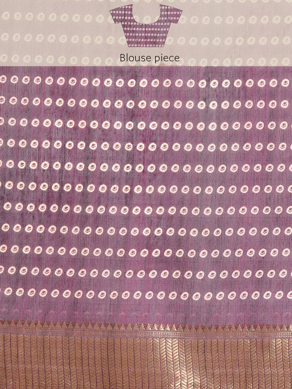 Purple Silk Cotton Printed Floral Saree with Unstitched Blouse - Hiral Fashion - Distacart