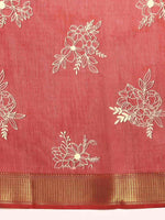 Thumbnail for Red Silk Cotton Printed Floral Saree with Unstitched Blouse - Hiral Fashion - Distacart