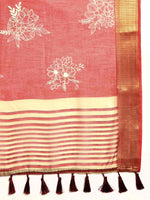 Thumbnail for Red Silk Cotton Printed Floral Saree with Unstitched Blouse - Hiral Fashion - Distacart