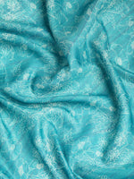 Thumbnail for Turquoise Silk Cotton Printed Floral Saree with Unstitched Blouse - Hiral Fashion - Distacart