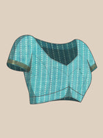 Thumbnail for Turquoise Silk Cotton Printed Floral Saree with Unstitched Blouse - Hiral Fashion - Distacart