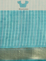 Thumbnail for Turquoise Silk Cotton Printed Floral Saree with Unstitched Blouse - Hiral Fashion - Distacart